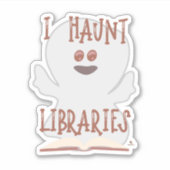Haunt Bibliotheken Leuke Bookish Ghost Cartoon Sticker (Voorkant)