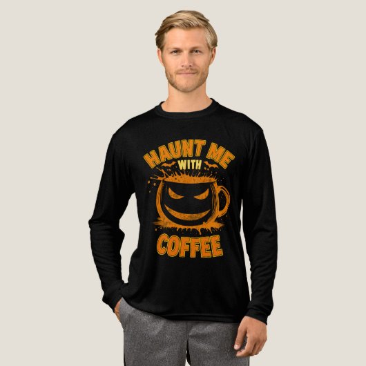 Haunt Me With Coffee Jack-O’-Lantern Halloween Tri-Blend Shirt (Voorkant)