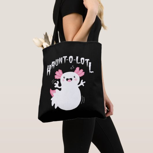 Haunt-O-Lotl Ghost Axolotl Tote Bag (Dichtbij)