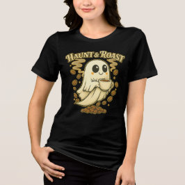 Haunt & Roast Halloween Schattigee Ghost Coffee Lo Tri-Blend Shirt