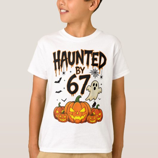 Haunted 67 Meme Six Seven 6-7 Funny Internet Joke  T-shirt (Voorkant)