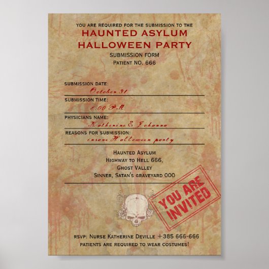 Haunted Asiel Halloween Party Poster (Voorkant)