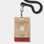 Haunted Asylum Halloween Partij Gevangene 3 Badge (Voorzijde met lanyard)
