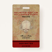 Haunted Asylum Halloween Partij Gevangene 3 Badge (Voorkant)