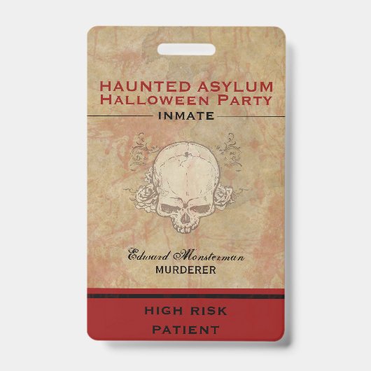 Haunted Asylum Halloween Party Gevangene Badge (Voorkant)