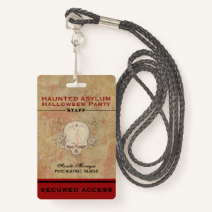 Haunted Asylum Halloween Party Personeel 2 Badge