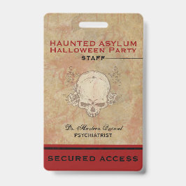 Haunted Asylum Halloween Party Personeel Badge