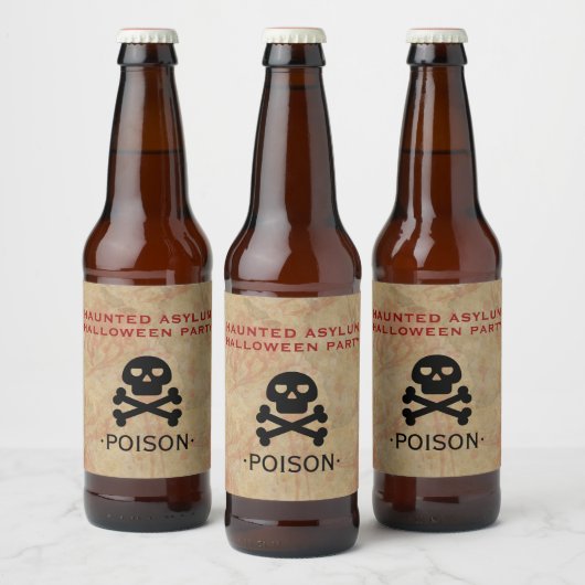 Haunted Asylum Halloween Party Poison Bier Etiket (Flessen)