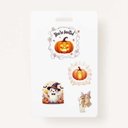 Haunted Badge Halloween uitnodiging (Voorkant)