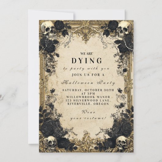 Haunted Baroque Gothic Halloween Bijeenkomst Kaart (Voorkant)