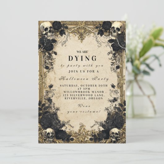 Haunted Baroque Gothic Halloween Bijeenkomst Kaart (Staand voorkant)