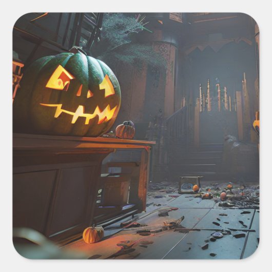 Haunted Basement Pompoen Halloween Stickers (Voorkant)