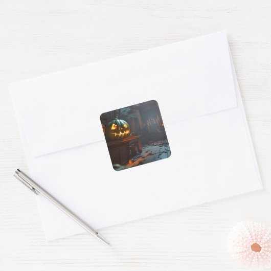 Haunted Basement Pompoen Halloween Stickers (Envelop)