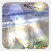 Haunted Beach Vierkante Sticker (Voorkant)