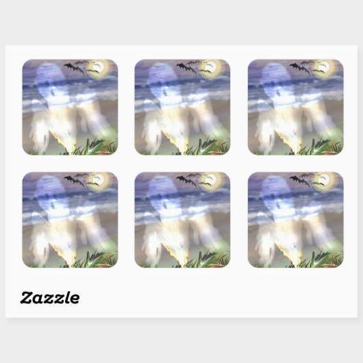 Haunted Beach Vierkante Sticker (Vel)