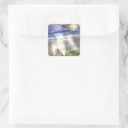 Haunted Beach Vierkante Sticker (Tas)