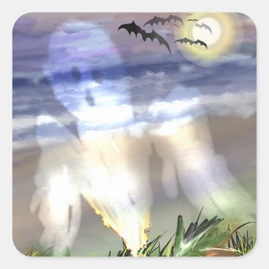 Haunted Beach Vierkante Sticker (Voorkant)