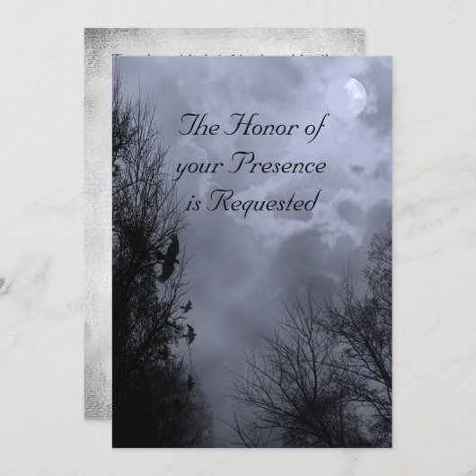 Haunted Blue Sky met Ravens bruiloft uitnodiging (Voorkant / Achterkant)