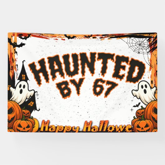Haunted by 67 Funny Ghost And Pumpkin Halloween Spandoek (Horizontaal)
