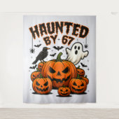 Haunted by 67 Funny Ghost And Pumpkin Halloween Wandkleed (Voorkant)