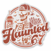 Haunted By 67 Funny Halloween Six Seven 67 Meme Sticker (Voorkant)