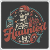 Haunted By 67 Funny Halloween Six Seven 67 Meme Sticker (Voorkant)