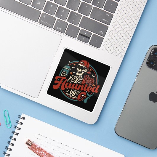 Haunted By 67 Funny Halloween Six Seven 67 Meme Sticker (Laptop met iPhone)