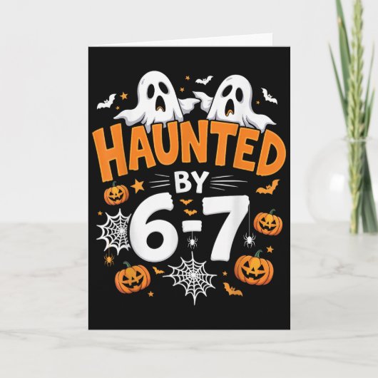 Haunted By 67 Funny Pumpkin And Ghost Halloween Co Kaart (Voorkant)