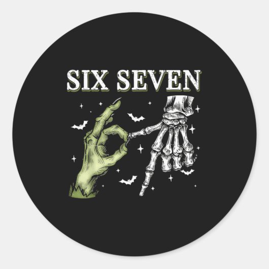 Haunted By 67 – Funny Skeleton Hands Halloween Cos Ronde Sticker (Voorkant)