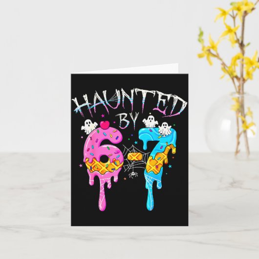 Haunted By 67 Ice Cream Drip Funny Six Seven Meme  Kaart (Gele Bloem)