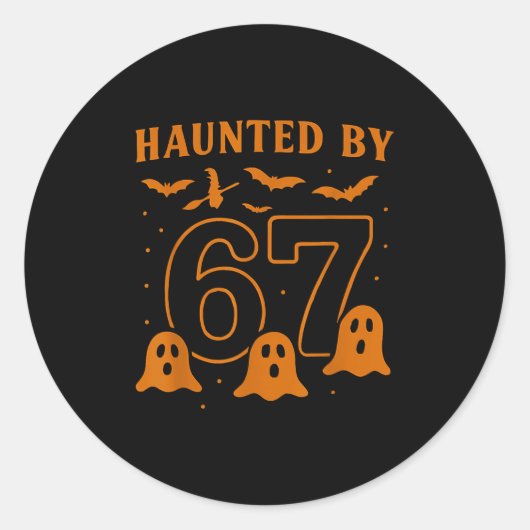 Haunted By 67 Meme Halloween Ghost Graphic Ronde Sticker (Voorkant)