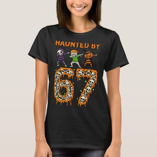 Haunted By 6-7 Halloween Skeleton Dabbing Meme Men T-shirt (Voorkant)