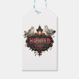  Haunted Café Design met spoken en lampen Cadeaulabel