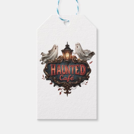  Haunted Café Design met spoken en lampen Cadeaulabel (Voorkant)