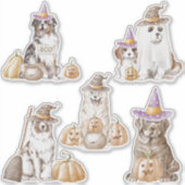 Haunted Canine Witchy Dog Halloween Sticker Blad (Voorkant)