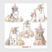 Haunted Canine Witchy Dog Halloween Sticker Blad (Vel)