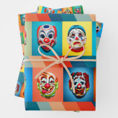 Haunted Carnaval:  Halloween Clown Masks Inpakpapier Vel (In situ)