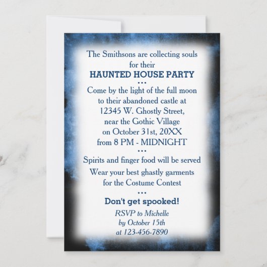 Haunted Castle Gothic Halloween Party Kaart (Achterkant)