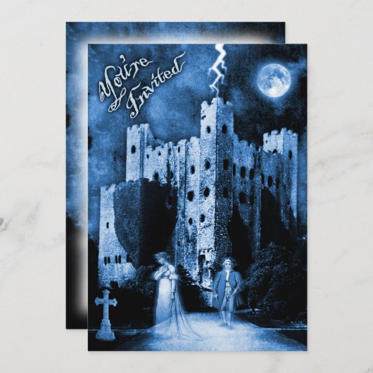 Haunted Castle Gothic Halloween Party Kaart (Voorkant / Achterkant)