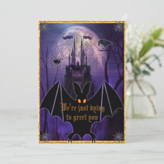 Haunted Castle Halloween Kaart (Staand voorkant)
