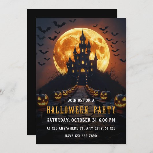 Haunted Castle Halloween Kaart (Voorkant / Achterkant)