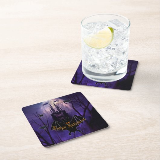 Haunted Castle Halloween Kartonnen Onderzetters (Insitu)