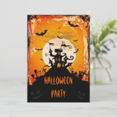 Haunted Castle Halloween Party Kaart (Staand voorkant)