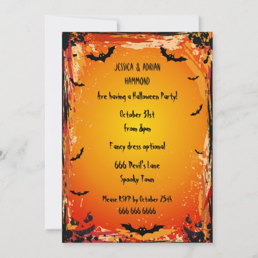 Haunted Castle Halloween Party Kaart (Achterkant)