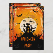 Haunted Castle Halloween Party Kaart (Voorkant / Achterkant)