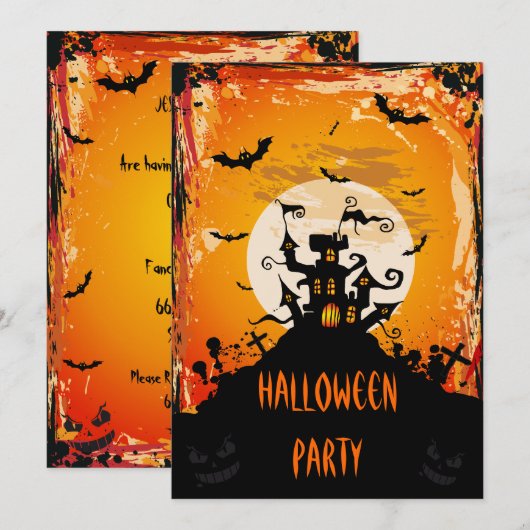 Haunted Castle Halloween Party Kaart (Voorkant / Achterkant)