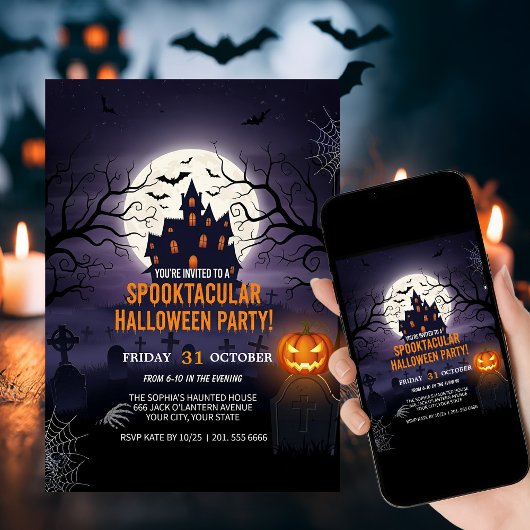 Haunted Castle Halloween Party Uitnodigen Kaart