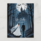 Haunted Castle Halloween Wedding Couple Informatiekaartje (Voorkant)