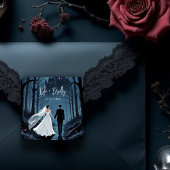 Haunted Castle Halloween Wedding or Engagement Vierkante Sticker