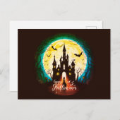 Haunted Castle Happy Halloween Creepy Briefkaart (Voorkant / Achterkant)